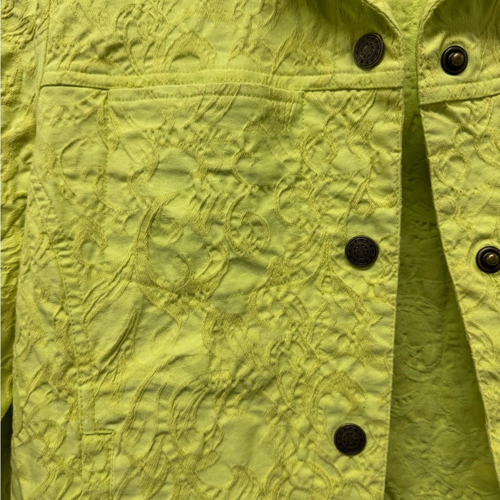 Ruby Rd. Quilted Lime Button-Front Jean Jacket - image 3
